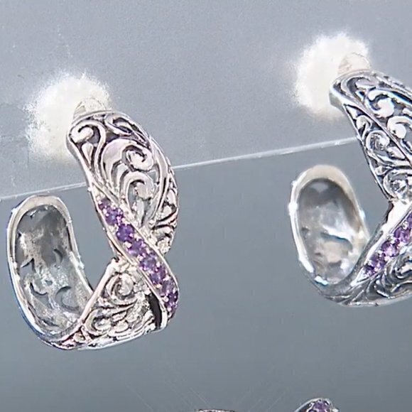 BALI DESIGNS BY ROBERT MANSE Jewelry - Bali Designs Robert Manse AMETHYST  HOOP Earrings